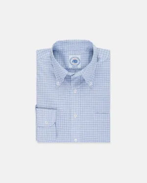 Evening Elegance Ultra Soft Interior Made-in-USA Thomas Mason Navy & Light Blue Check Button Down Shirt - Regular Fit