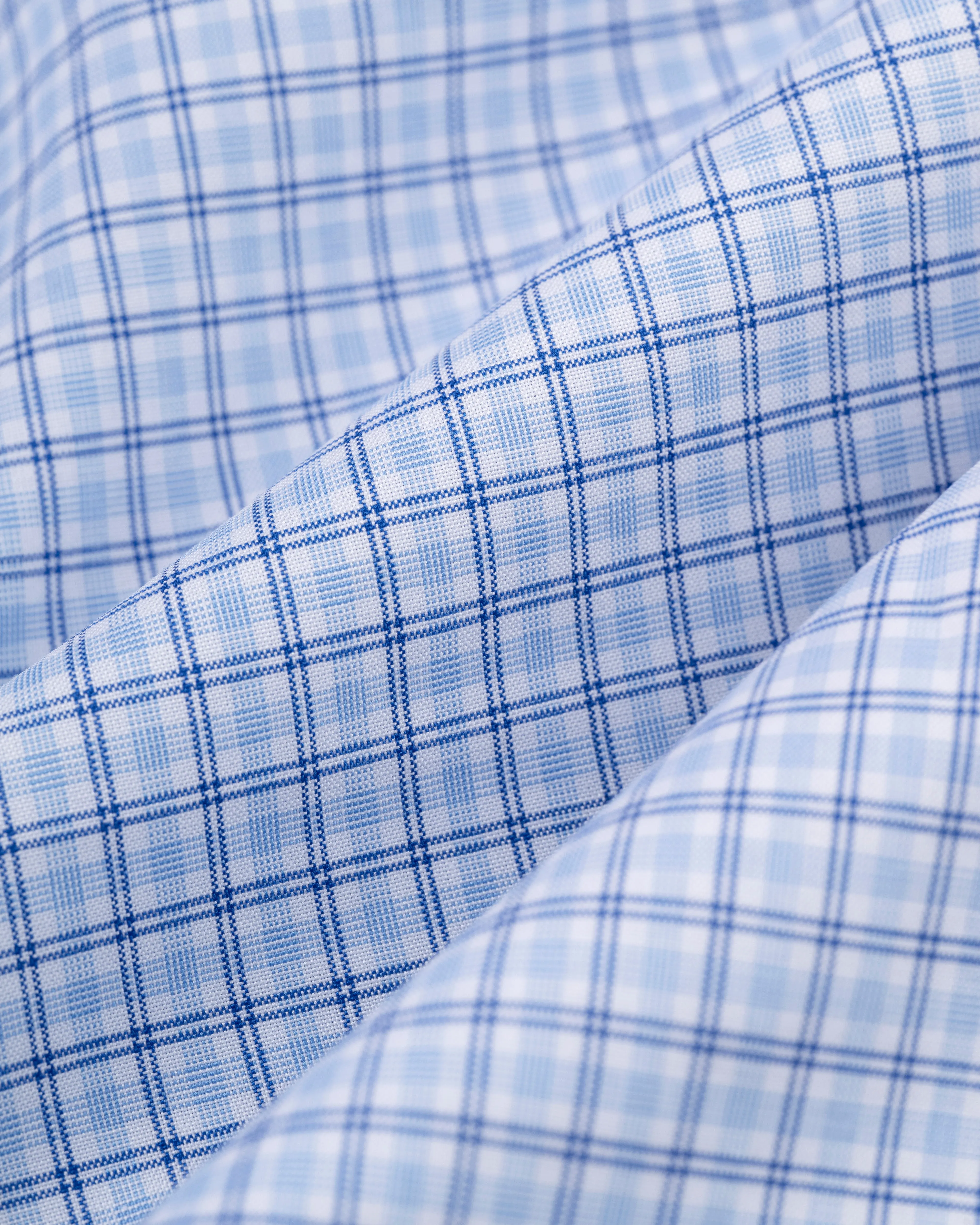 Chic Comfort Backpacking Trip Made-in-USA Thomas Mason Navy & Light Blue Check Button Down Shirt - Regular Fit