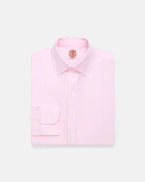 Made-in-USA Thomas Mason Pink Bengal Stripe Spread Collar Dress Shirt - Regular Fit Temperature Regulating Business casual