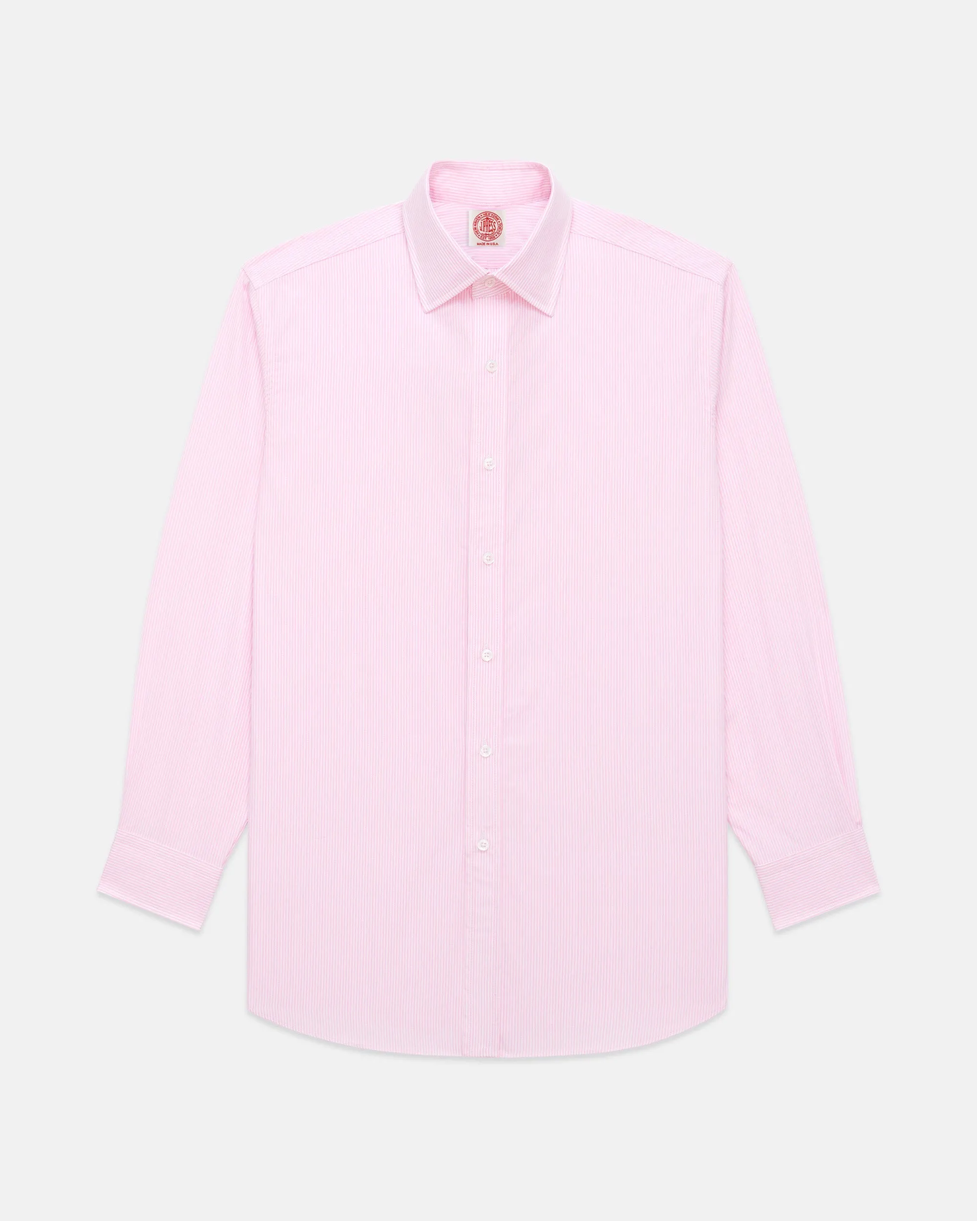 Poolside Lounge Made-in-USA Thomas Mason Pink Bengal Stripe Spread Collar Dress Shirt - Regular Fit