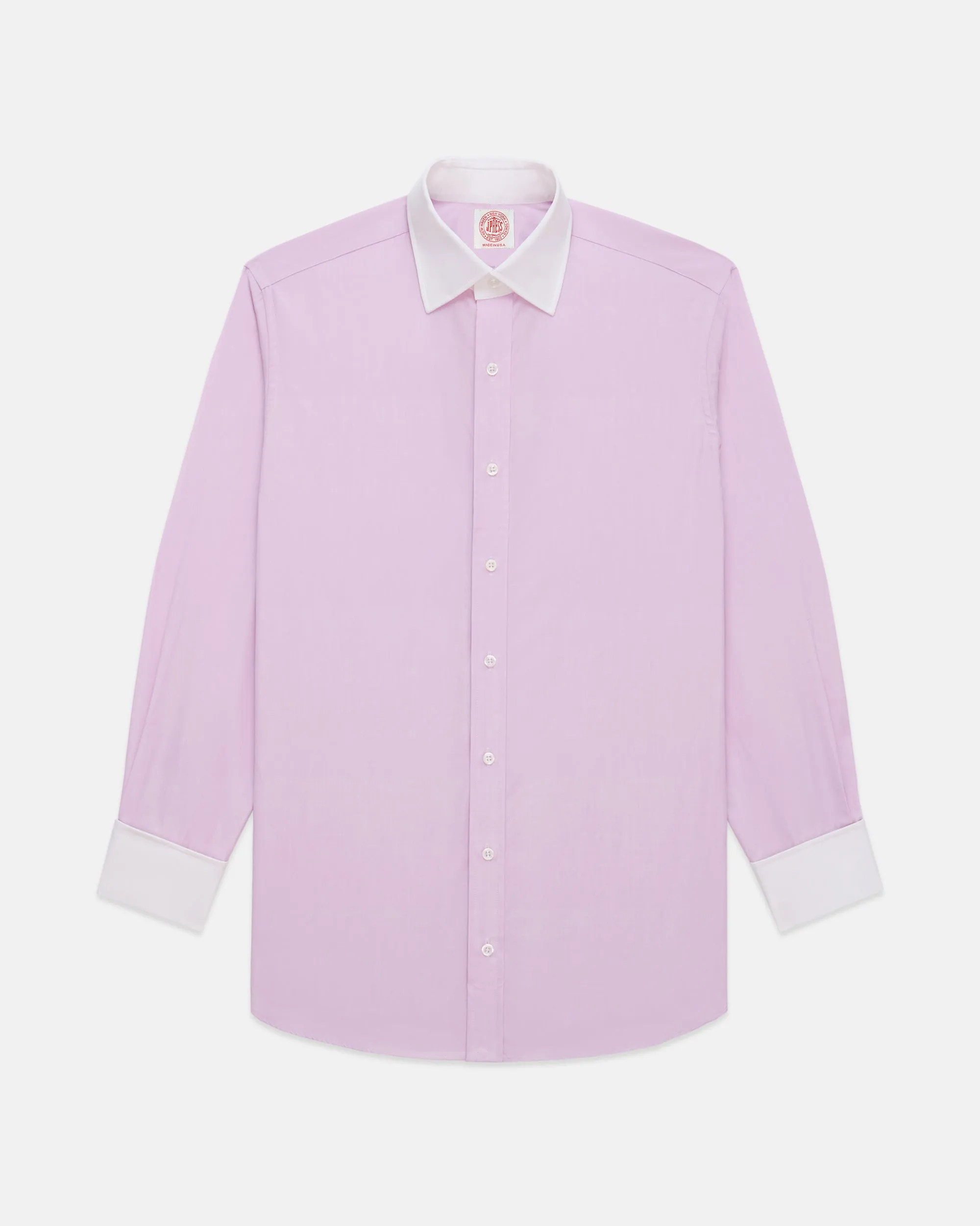 Work Appropriate Pocket Detailing Made-in-USA Thomas Mason Pink Contrast Collar French Cuff Dress Shirt - Regular Fit