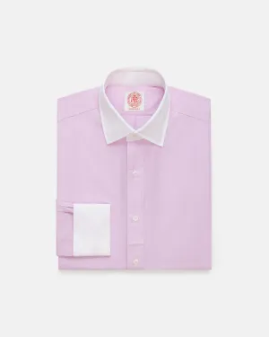 Made-in-USA Thomas Mason Pink Contrast Collar French Cuff Dress Shirt - Regular Fit Sustainable Design Multipocket Style
