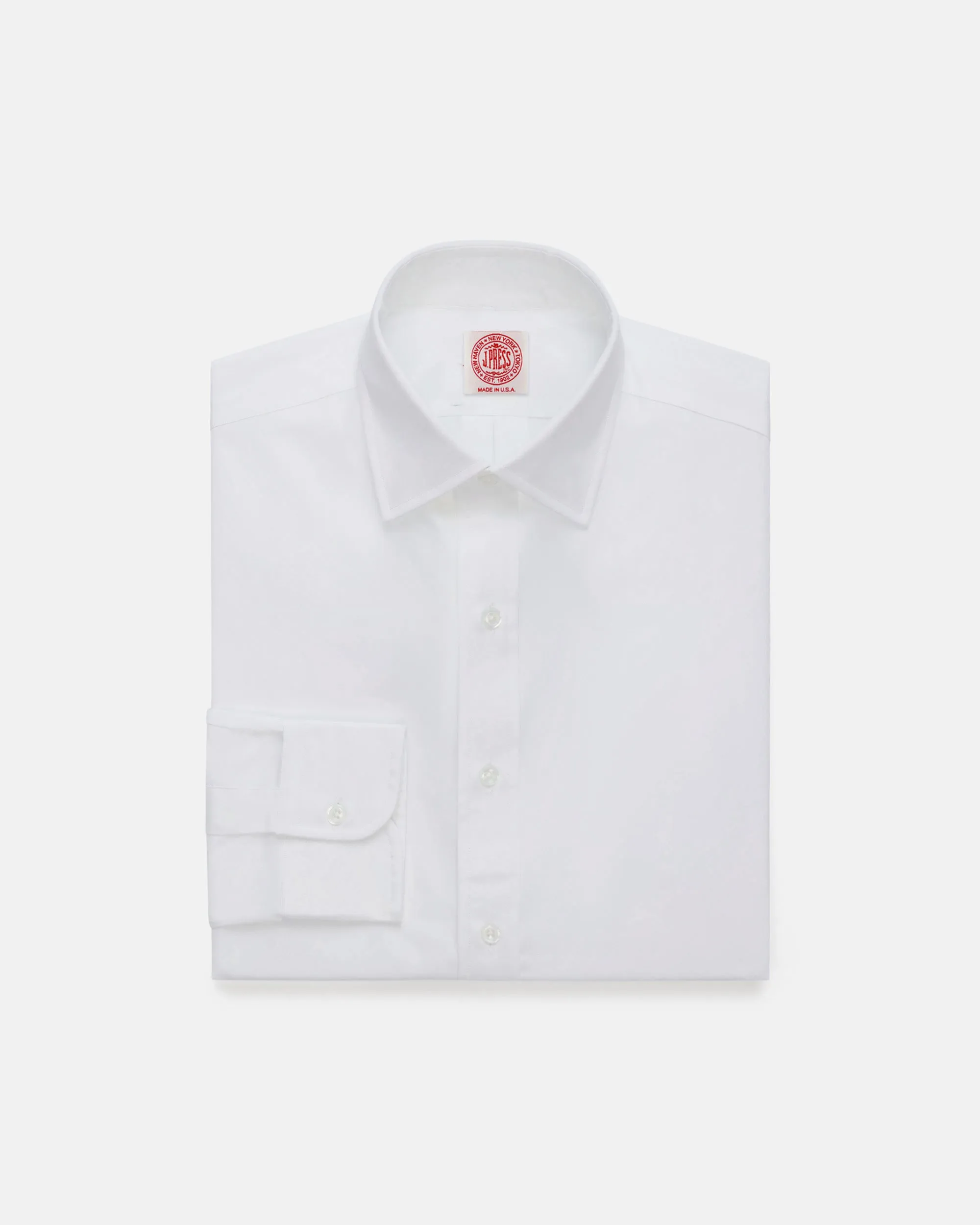 Fashion Choice Stylish Design Made-in-USA Thomas Mason Solid White Spread Collar Dress Shirt - Regular Fit