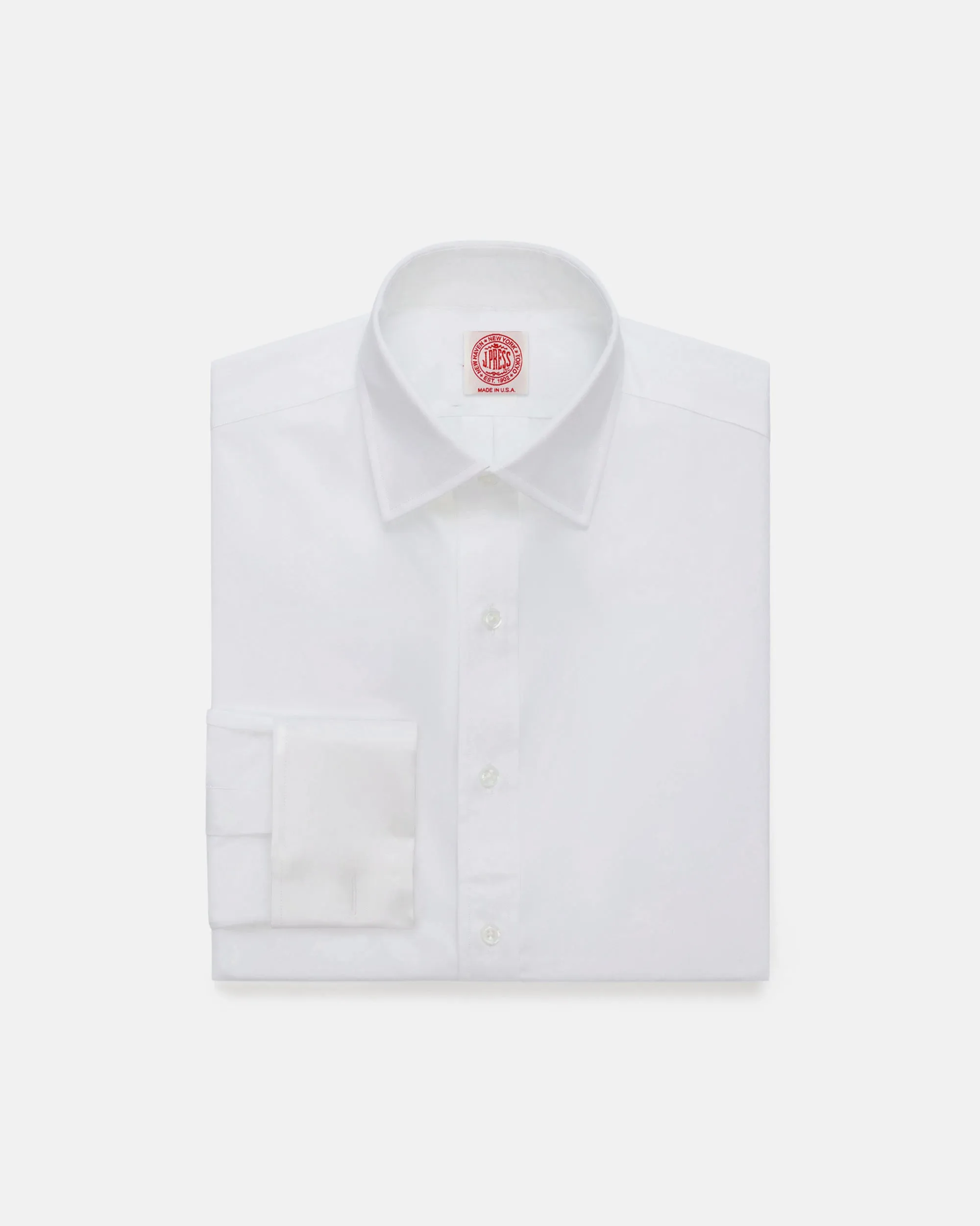 Made-in-USA Thomas Mason White Contrast Collar French Cuff Dress Shirt - Regular Fit Comfort Wear