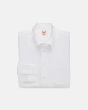 Made-in-USA White Oxford Cloth Button Down Shirt  - Classic Fit Anti Pilling Finish