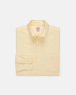 Chambray Fabric Timeless Style Made-in-USA Yellow University Stripe Oxford Cloth Shirt - Classic Fit