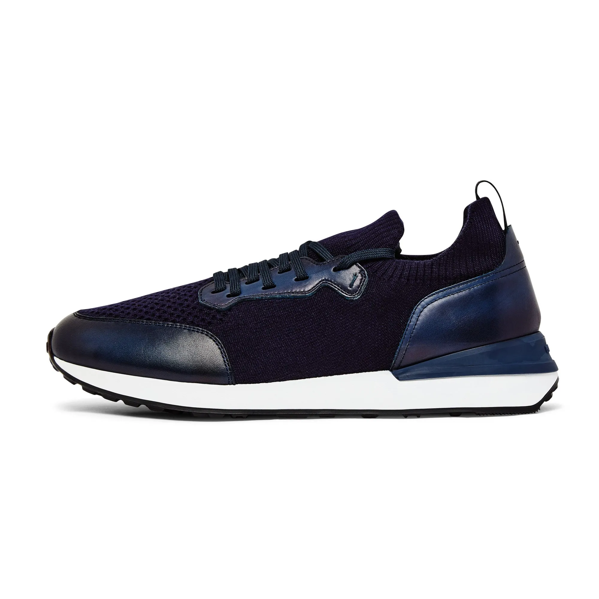 Magnanni Knitted & Leather Lace Up Trainer GRAFTON (Navy) Supportive Core Fitness Training Slim Form