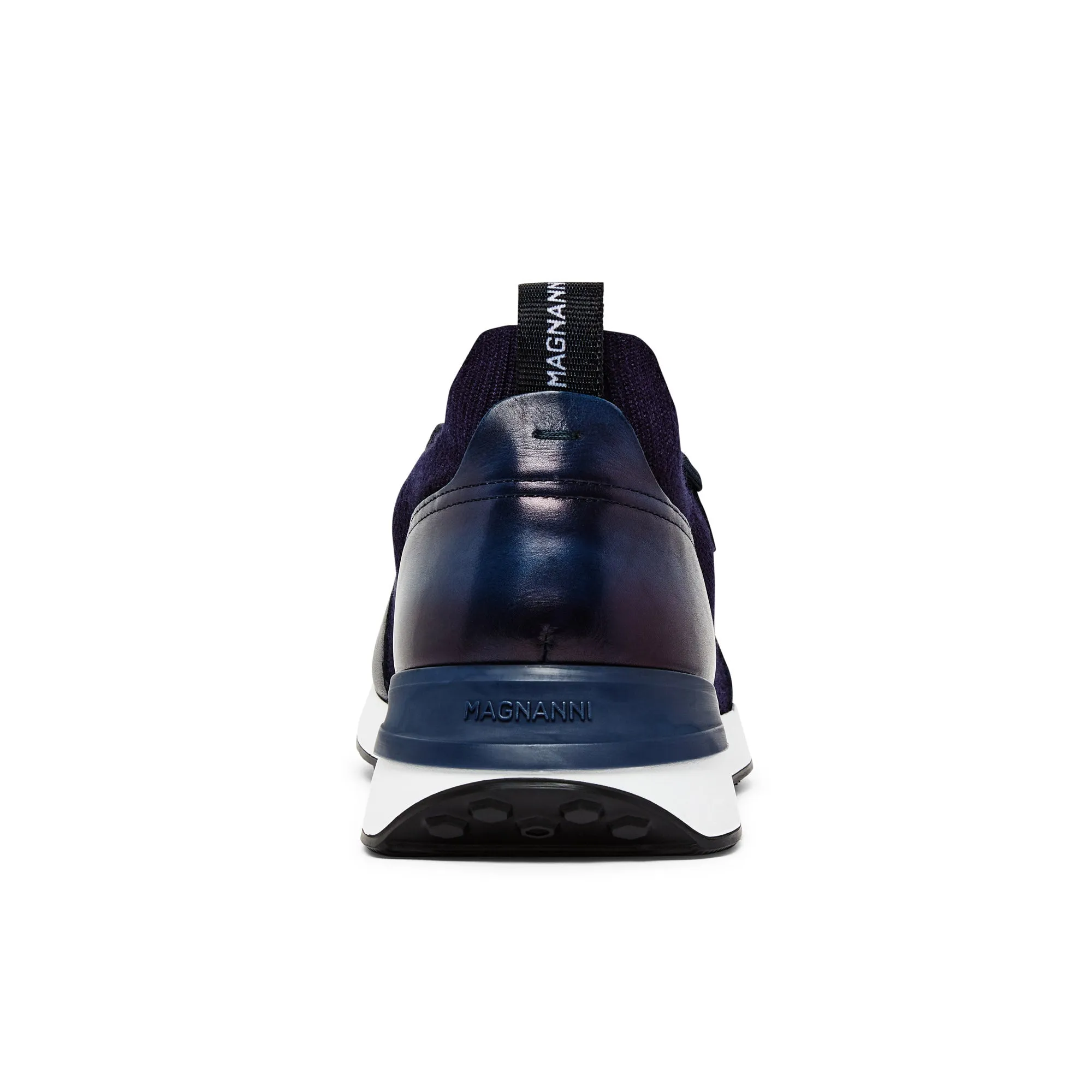 Magnanni Knitted & Leather Lace Up Trainer GRAFTON (Navy) Stable Step