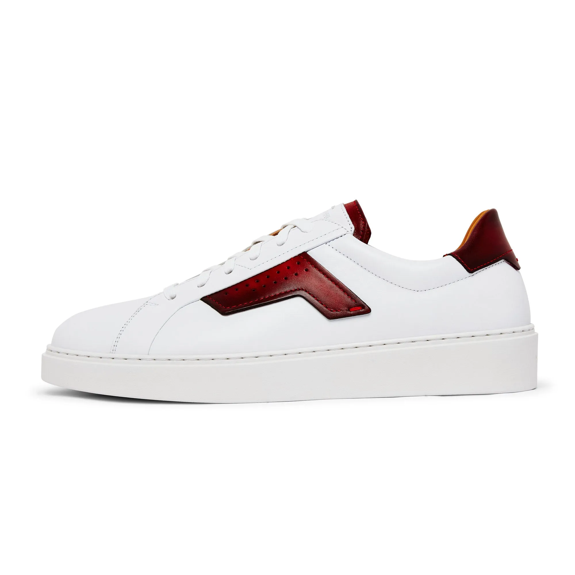 Street Edge Durable Fabric Magnanni Low Top Trainer Phoenix (White & Red)