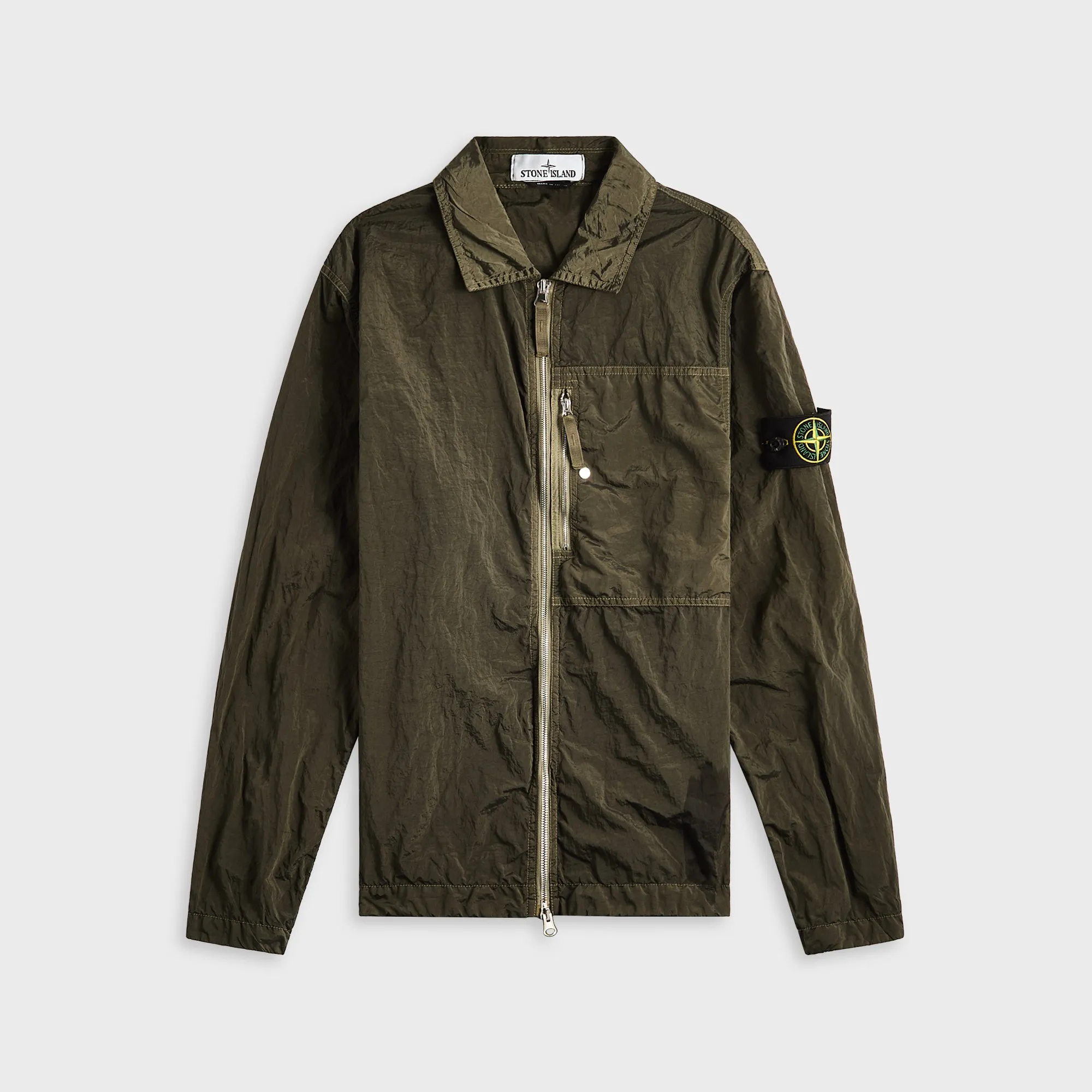 Stone Island Nylon Metal Garment Dyed Shirt - Military Green Anti Snag Fabric