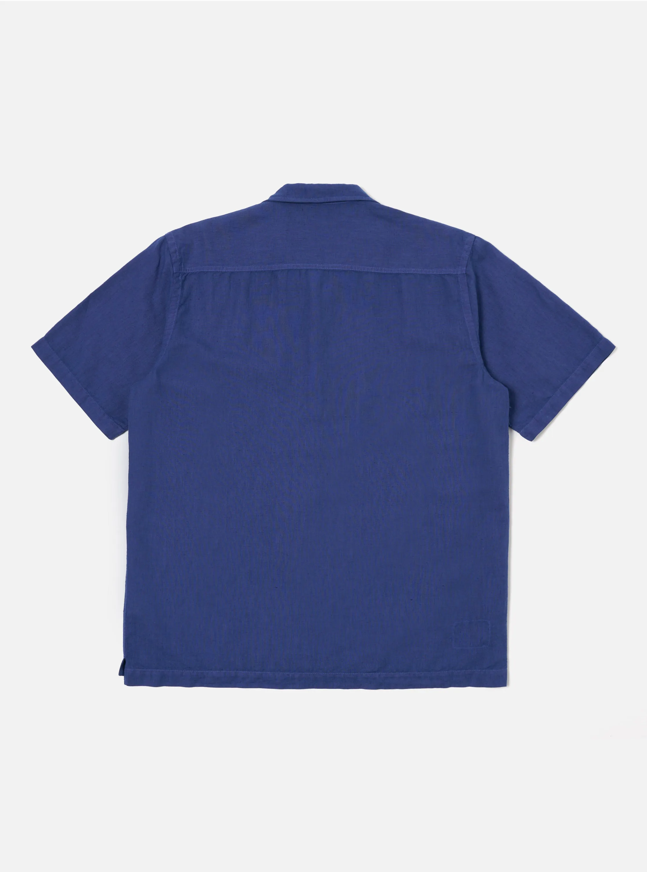 Blue Linen Cotton Shirting Camp Shirt Pocket Detailing