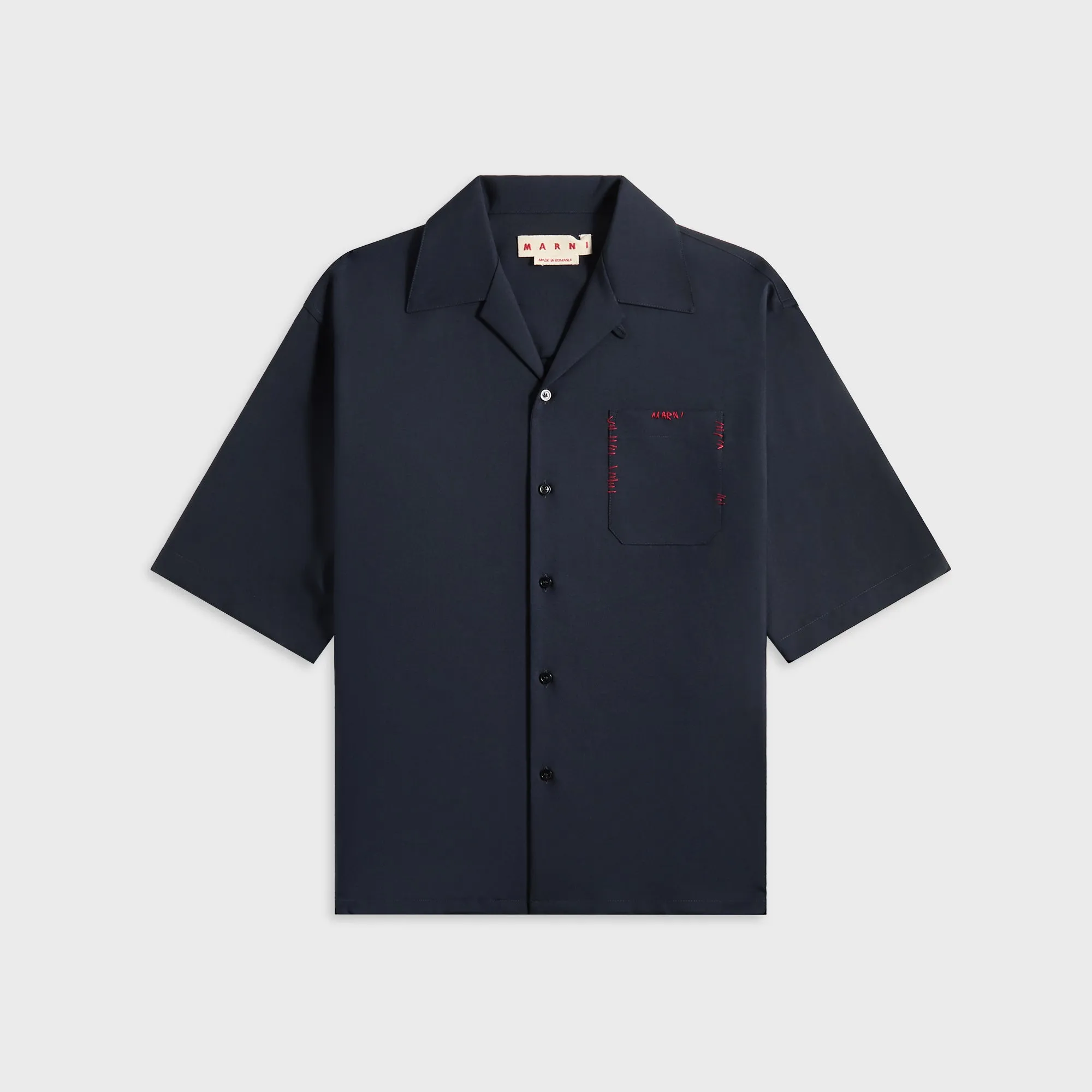 Marni Blue Tropical Wool Bowling Shirt - Blue / Black SoftInnerLayer ThermalReflective