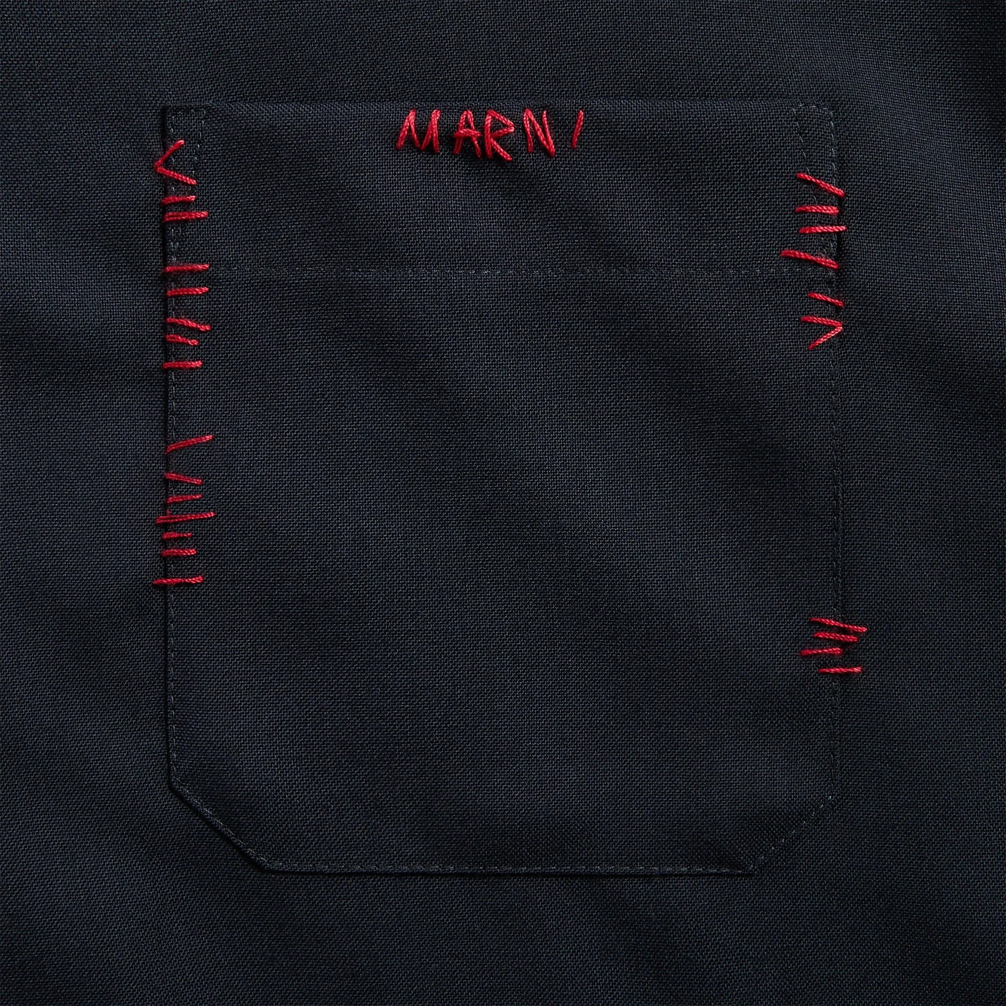 Abrasion Resistant Panels Marni Blue Tropical Wool Bowling Shirt - Blue / Black