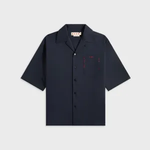 Marni Blue Tropical Wool Bowling Shirt - Blue / Black Durable Abrasion Resistant
