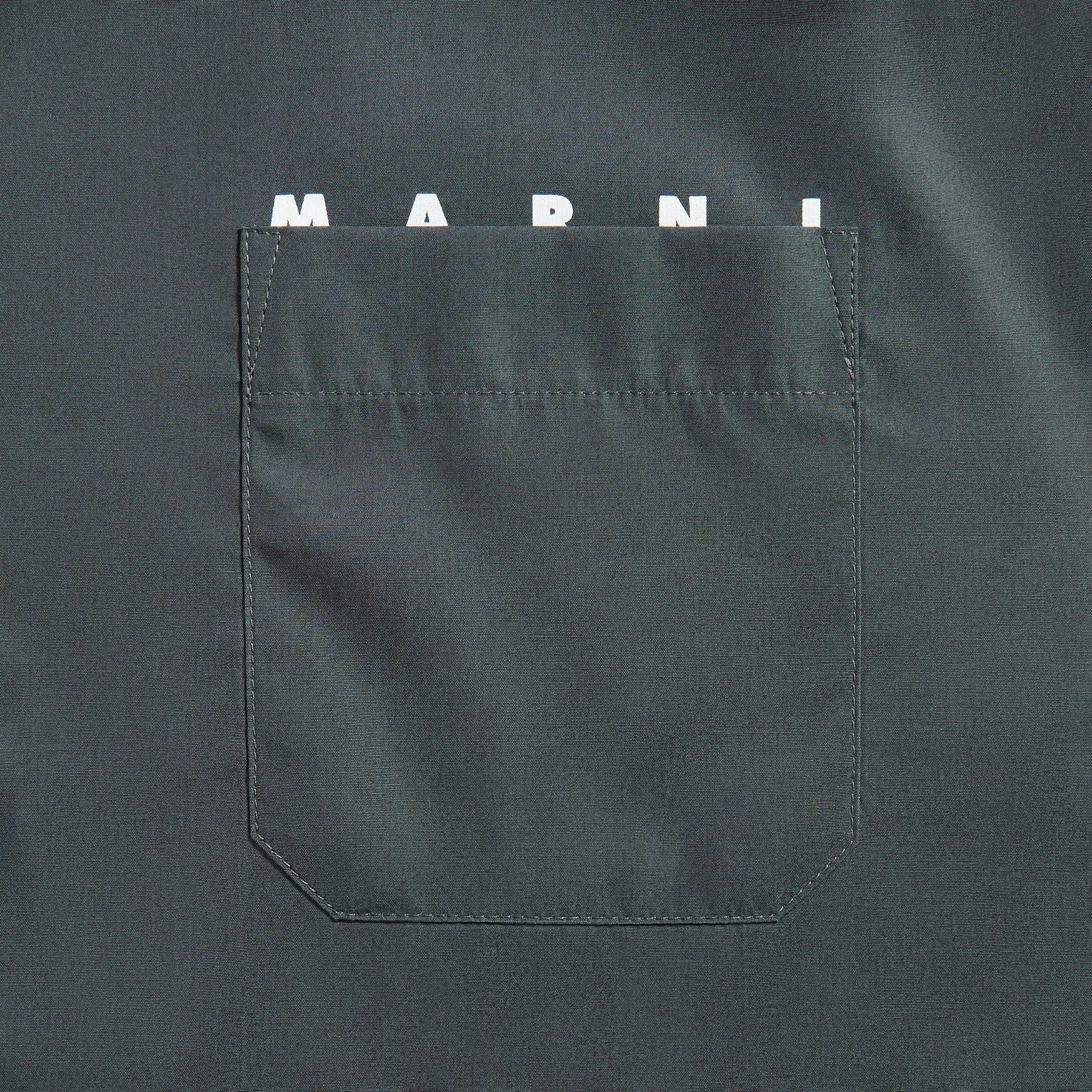 Functional Zip Detail Stretchable Waistband Marni Bowling Shirt - Dark Ash