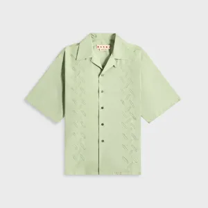 Marni Organic Cotton Poplin Bowing Shirt - Linden Reinforced Shoulder Padding Water Based Coating