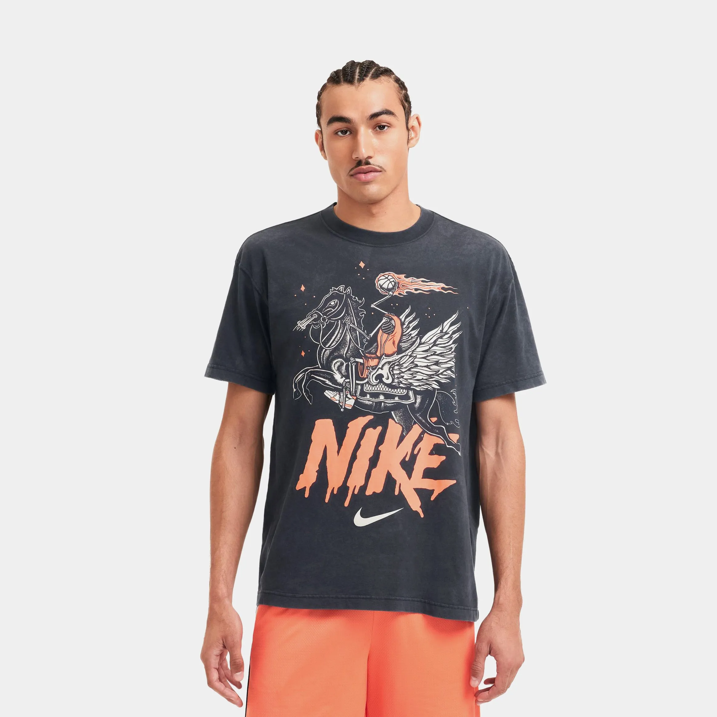 Max90 Warrior Mens Short Sleeve Shirt (Black/Orange) Active Style Trend Light and Soft