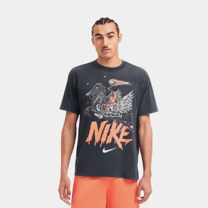 Max90 Warrior Mens Short Sleeve Shirt (Black/Orange) Active Style Trend Light and Soft