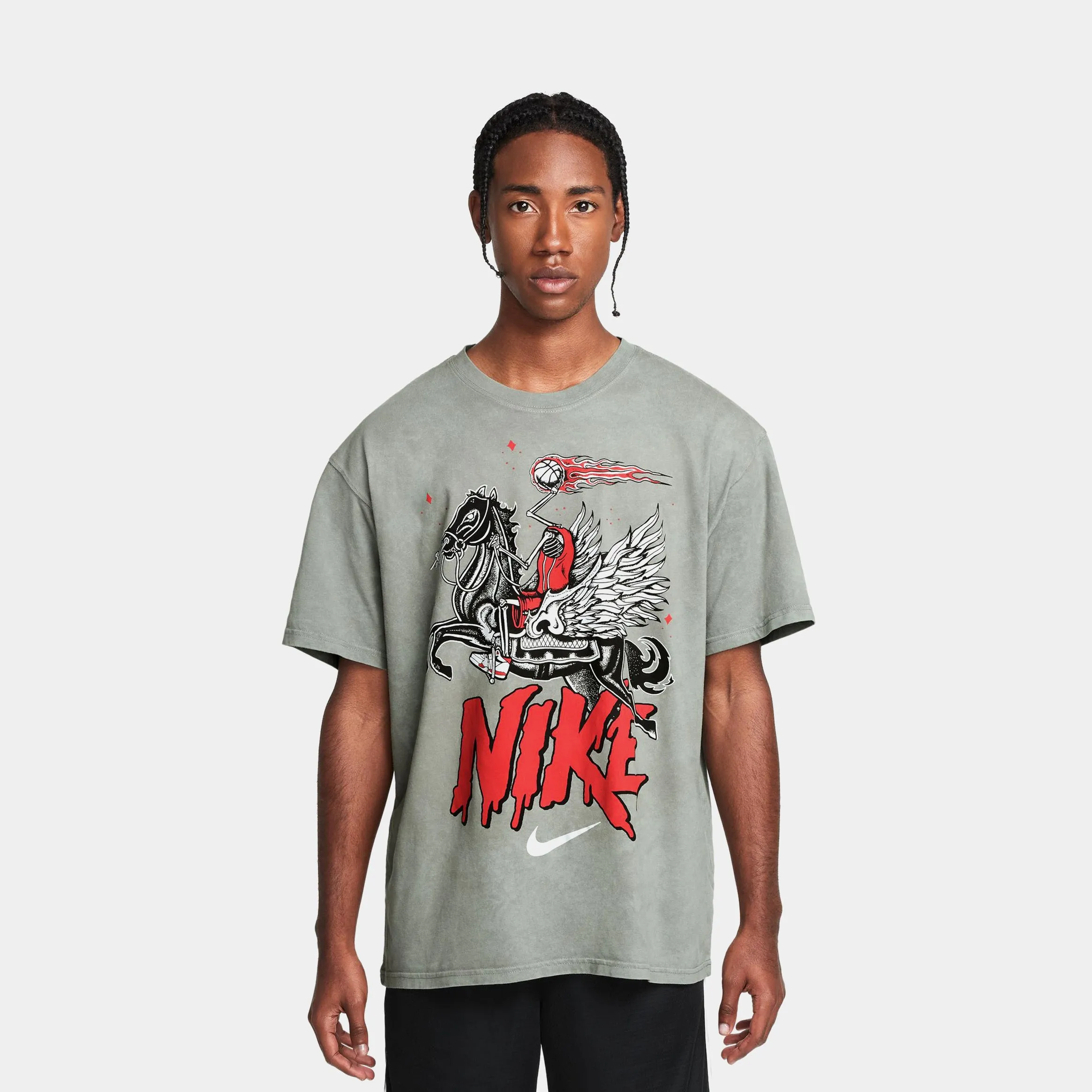 Max90 Warriors Mens Short Sleeve Shirt (Grey/Red) Standard Body Fit graduation