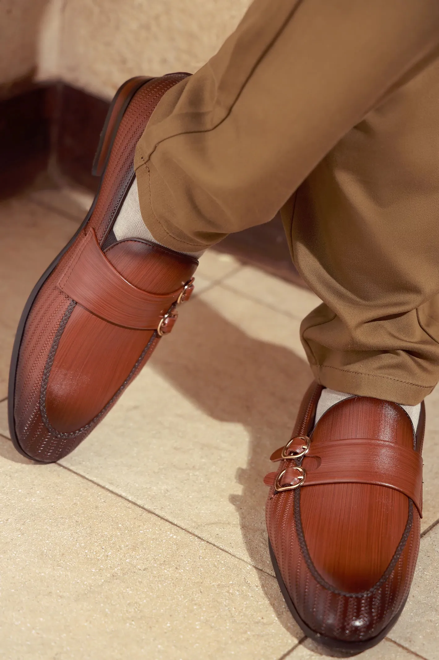 Coffee Men Formal Moccassins Gloss Grain First Walk