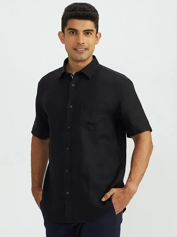 Men Solid Half Sleeve Linen Shirt Outerwear Companion
