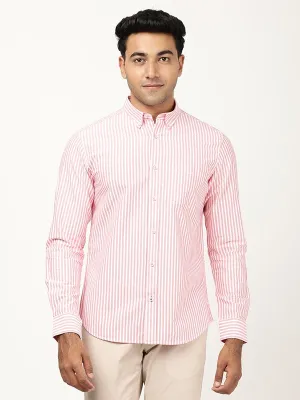 Men Striped Full Sleeve Cotton Shirt Tailored Cut
