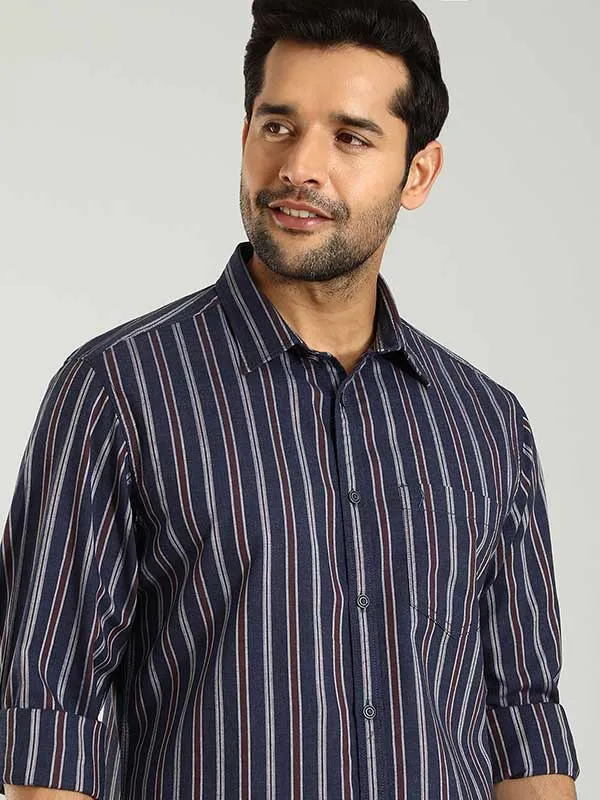 Premium Finish Men Striped Full Sleeve Cotton Shirt