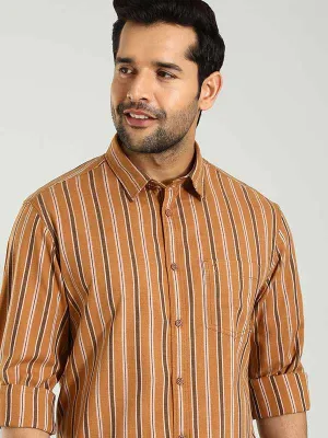 Men Striped Full Sleeve Cotton Shirt Sustainable Weave