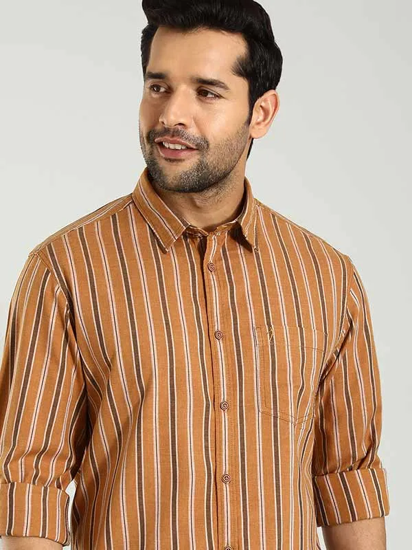 Men Striped Full Sleeve Cotton Shirt Sustainable Weave
