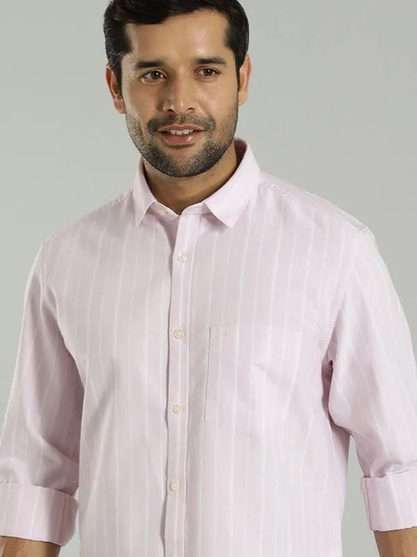 Non-irritating Fashionable Comfort Men Striped Full Sleeve Cotton Shirt