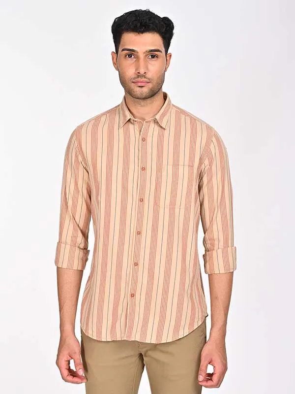 Men Striped Full Sleeve Cotton Shirt Comfortable Look