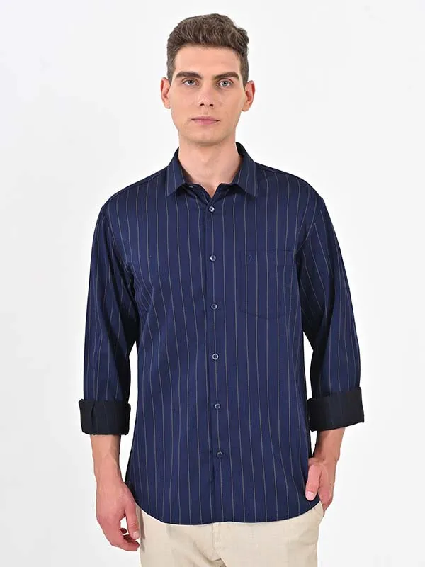 Timeless Style Unstructured Shoulder Men Striped Full Sleeve Cotton Shirt