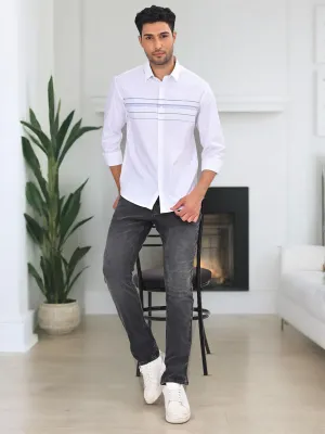 Casual Style Lightweight Fabric Men Striped Full Sleeve Cotton Shirt