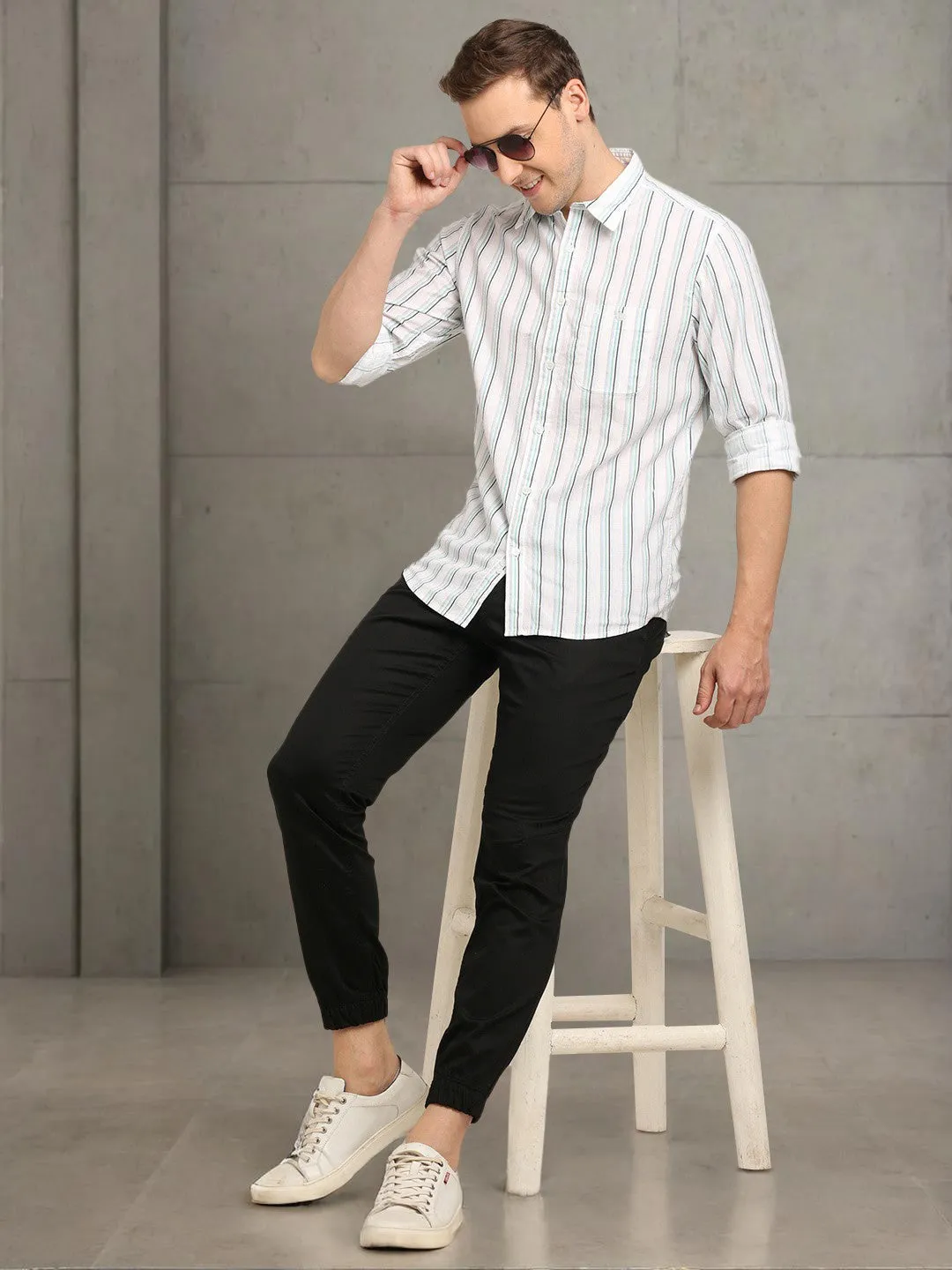 Men Striped Full Sleeve Cotton Shirt Timeless elegance Easy Care