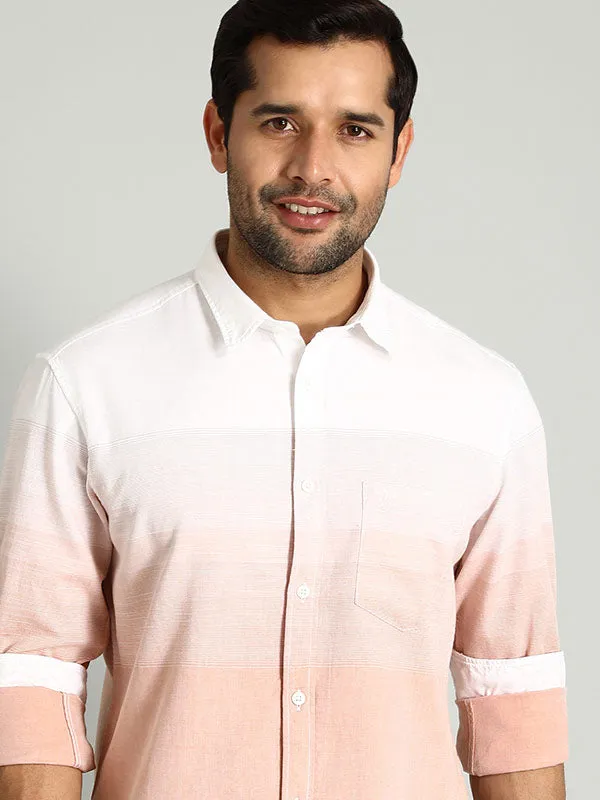 Casual Style Chambray Fabric Men Striped Full Sleeve Cotton Shirt