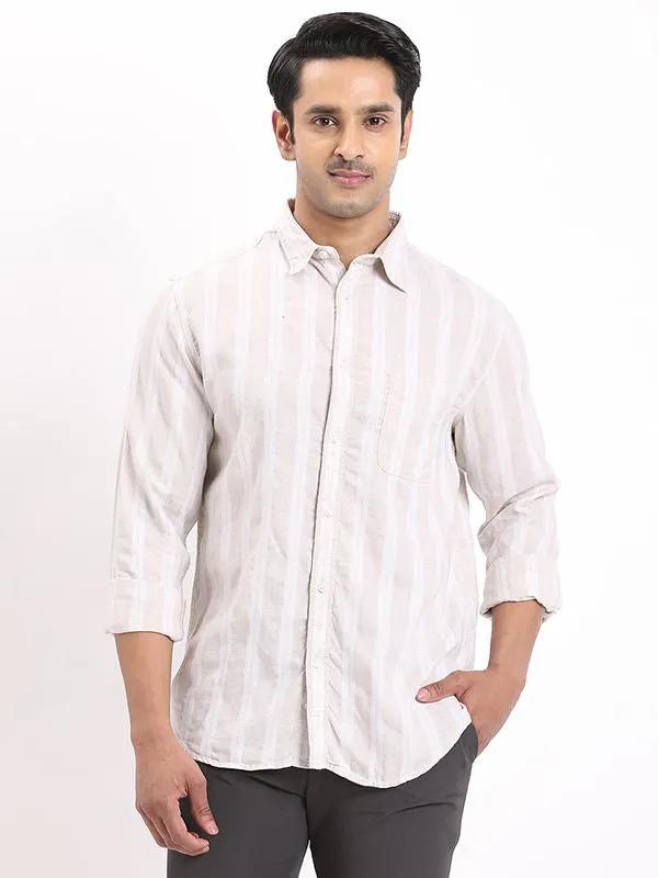 Men Striped Full Sleeve Linen Blend Shirt Bold colors Trendy Comfort