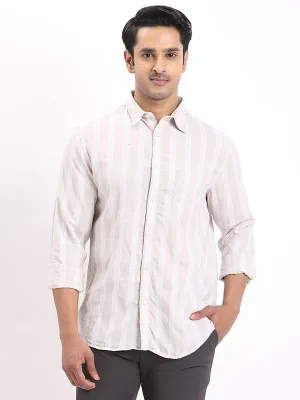 Men Striped Full Sleeve Linen Blend Shirt hypoallergenic material Fashion staples