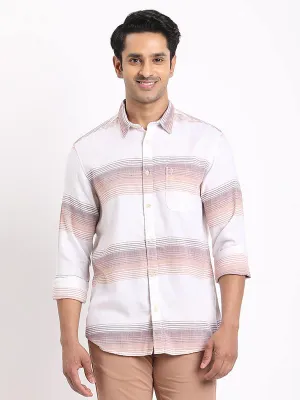 Men Striped Full Sleeve Silk Shirt Breathable Underarm Vents Weekend Wear