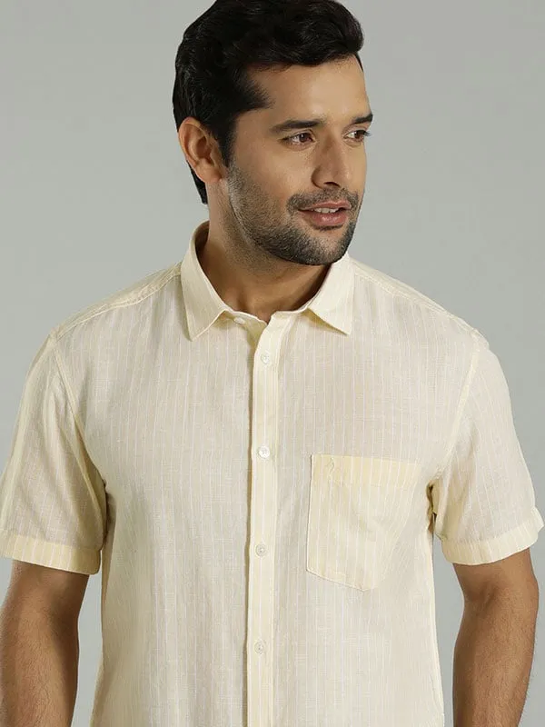 Ethical production Men Striped Half Sleeve Cotton Blend Shirt