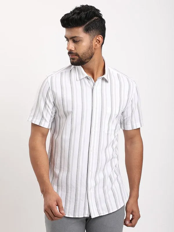 Effortless Comfort Winter Layering Men Striped Half Sleeve Cotton Shirt
