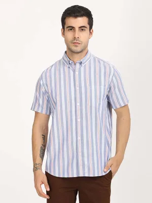 Sophisticated Look Men Stripes Half Sleeve Cotton Shirt