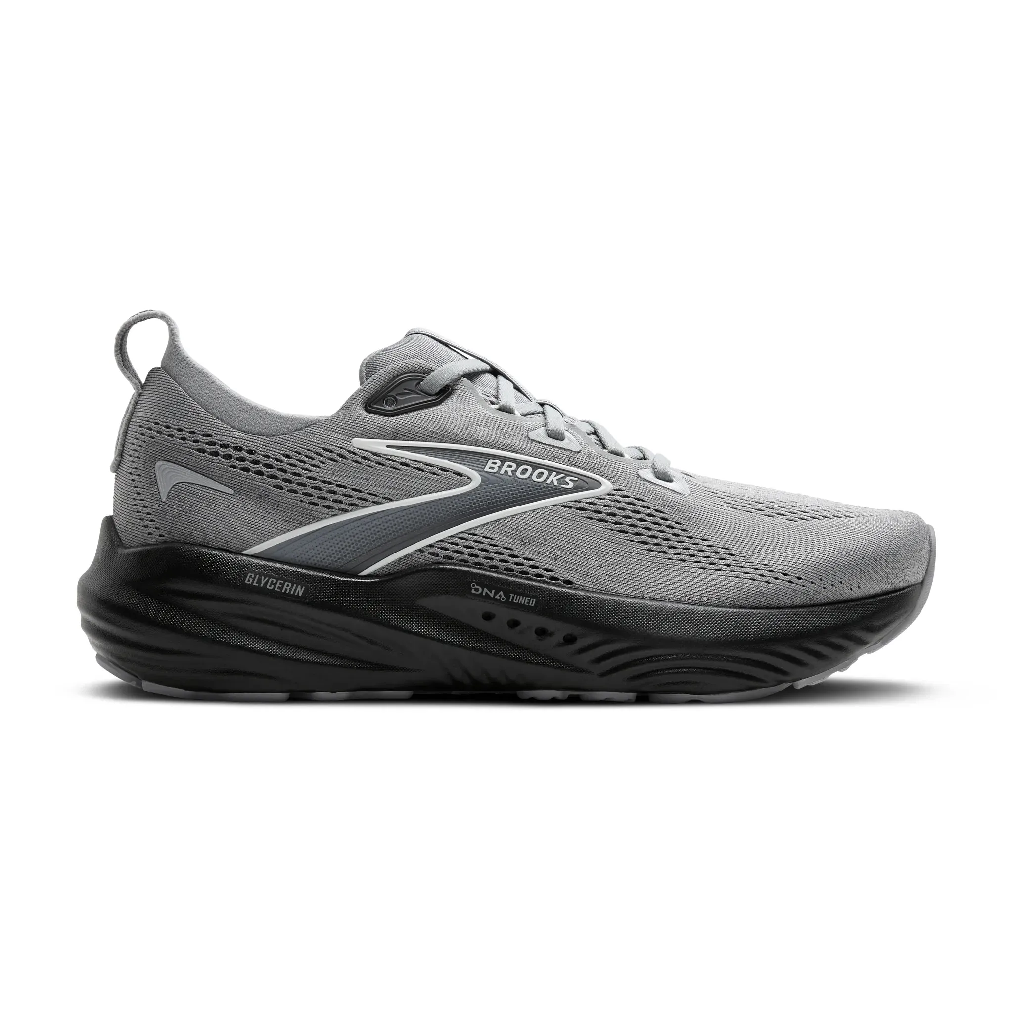 Men's Brooks Glycerin 22 Road Running Shoe in Primer Gray/Ebony/Bluewash competition edge daylight