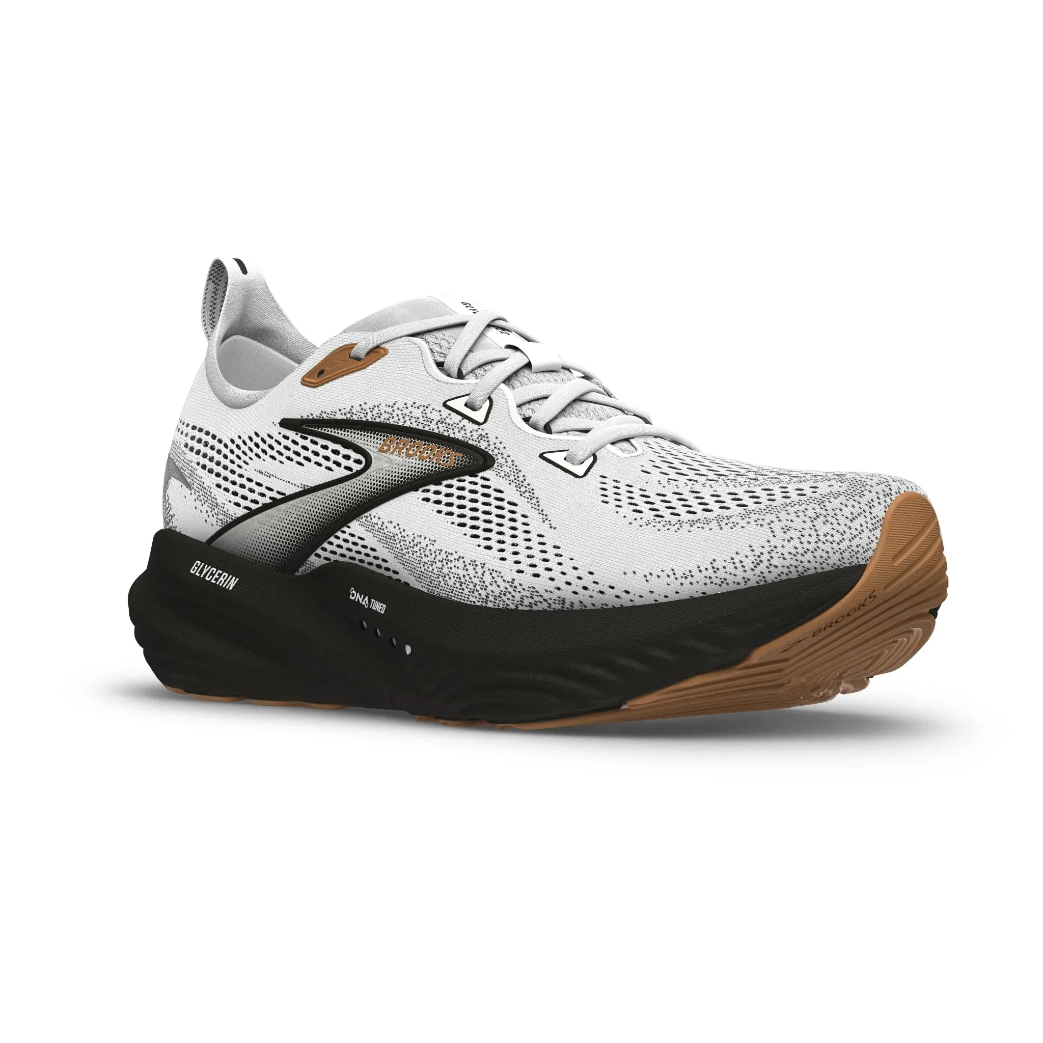 running on a treadmill shoes toe - box - roomy shoes Men's Brooks Glycerin 22 Road Running Shoe in White/Grey/Black