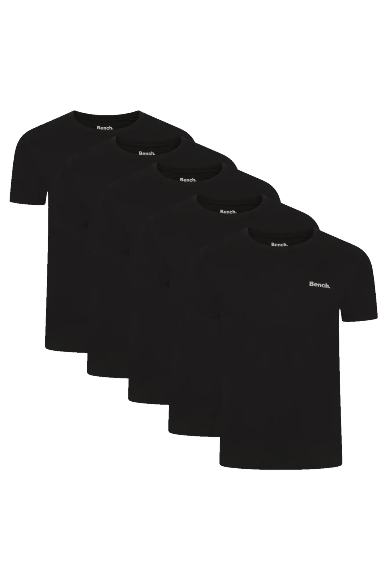 Comfort Stretch Fit Active Trend Look Mens 'HERMAN' 5 Pack T-Shirt - BLACK