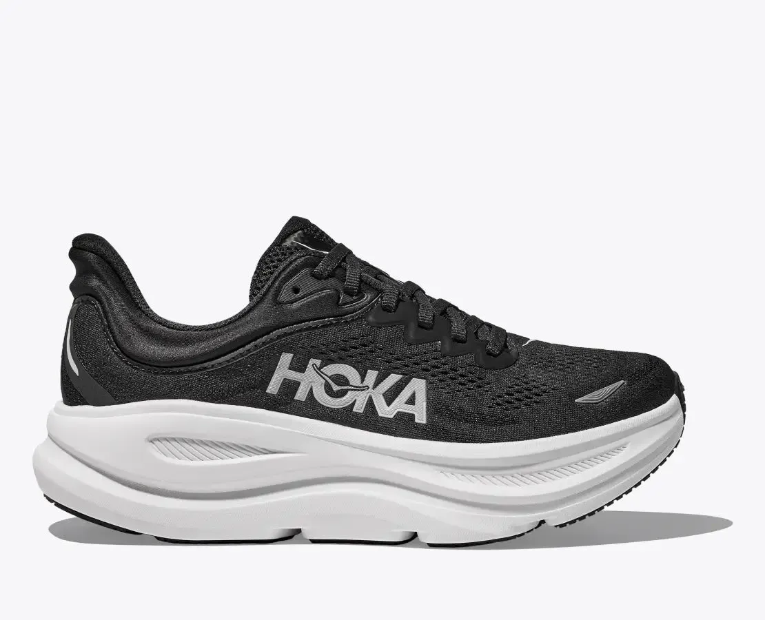Variable Pace Men's HOKA Bondi 9 Running Shoe in Black | White