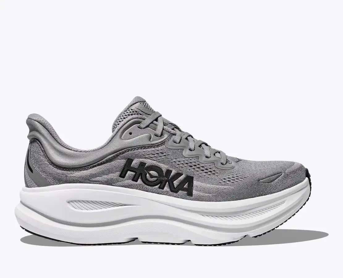 Men's HOKA Bondi 9 Running Shoe in Galactic Grey | Stellar Grey motion control shoes short - distance suitable