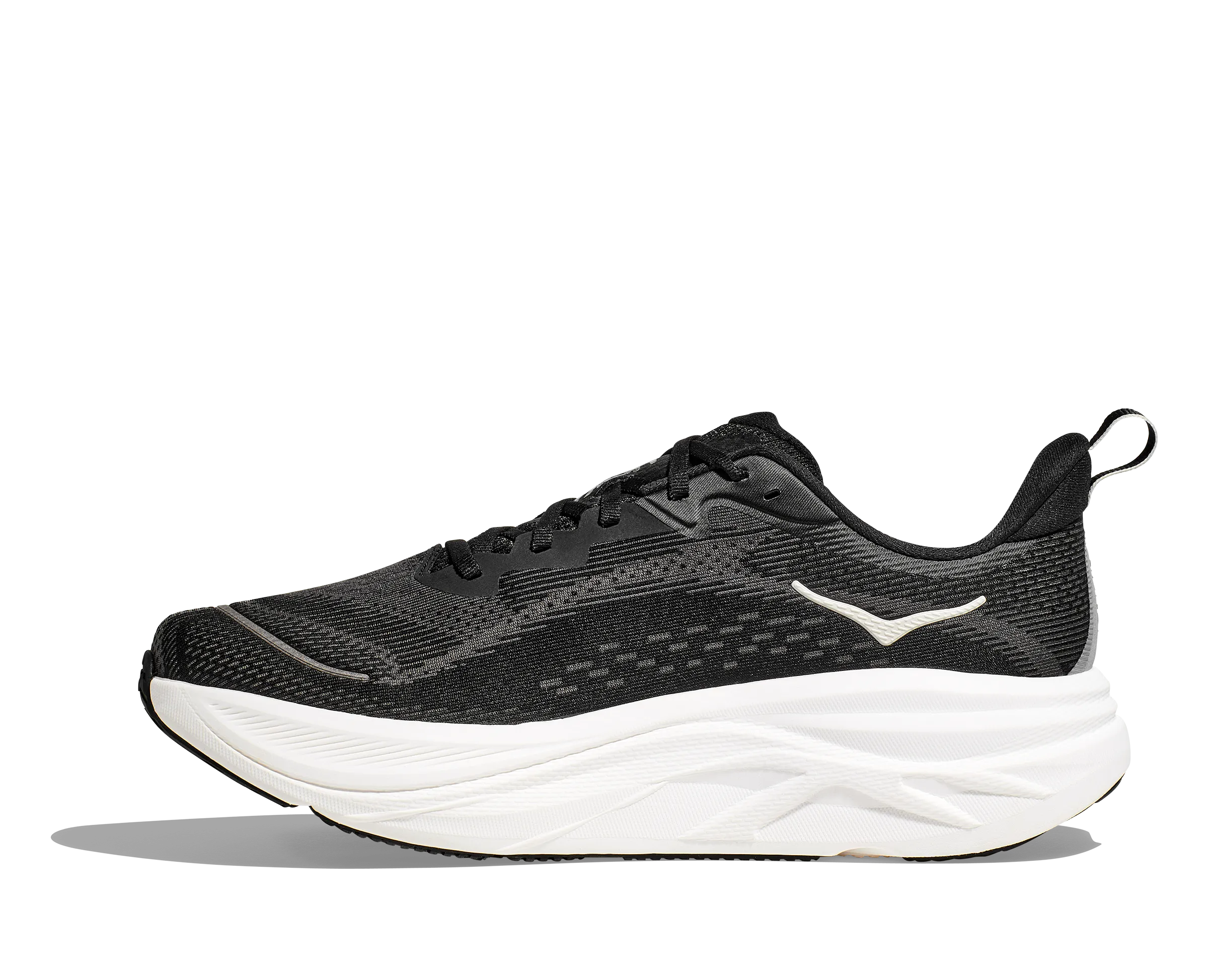 Men's HOKA Skyflow Running Shoe in Black / White Stretch upper