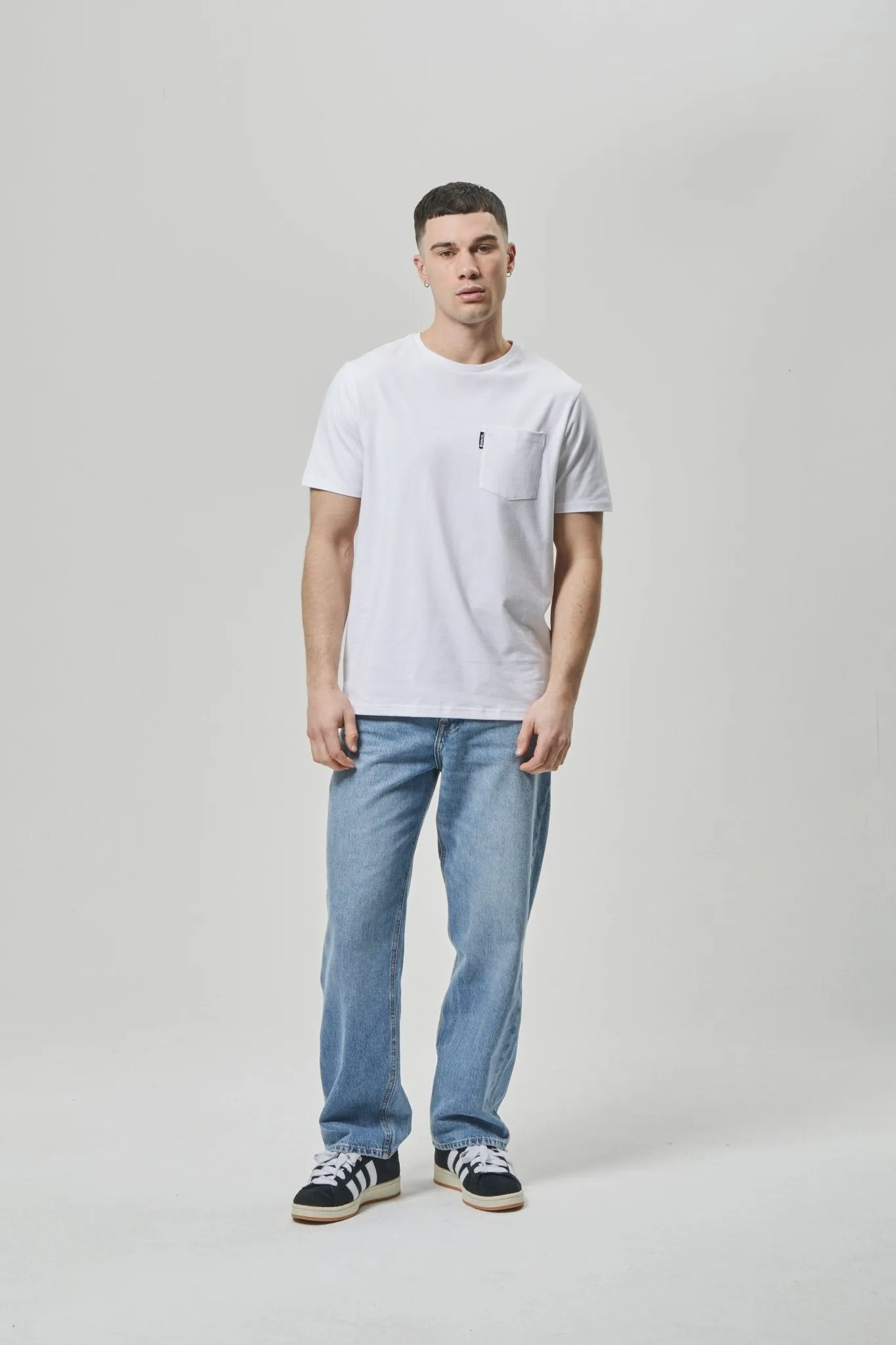 Mens 'LOPAV' T-Shirt - WHITE Sporty Active Wear V neck
