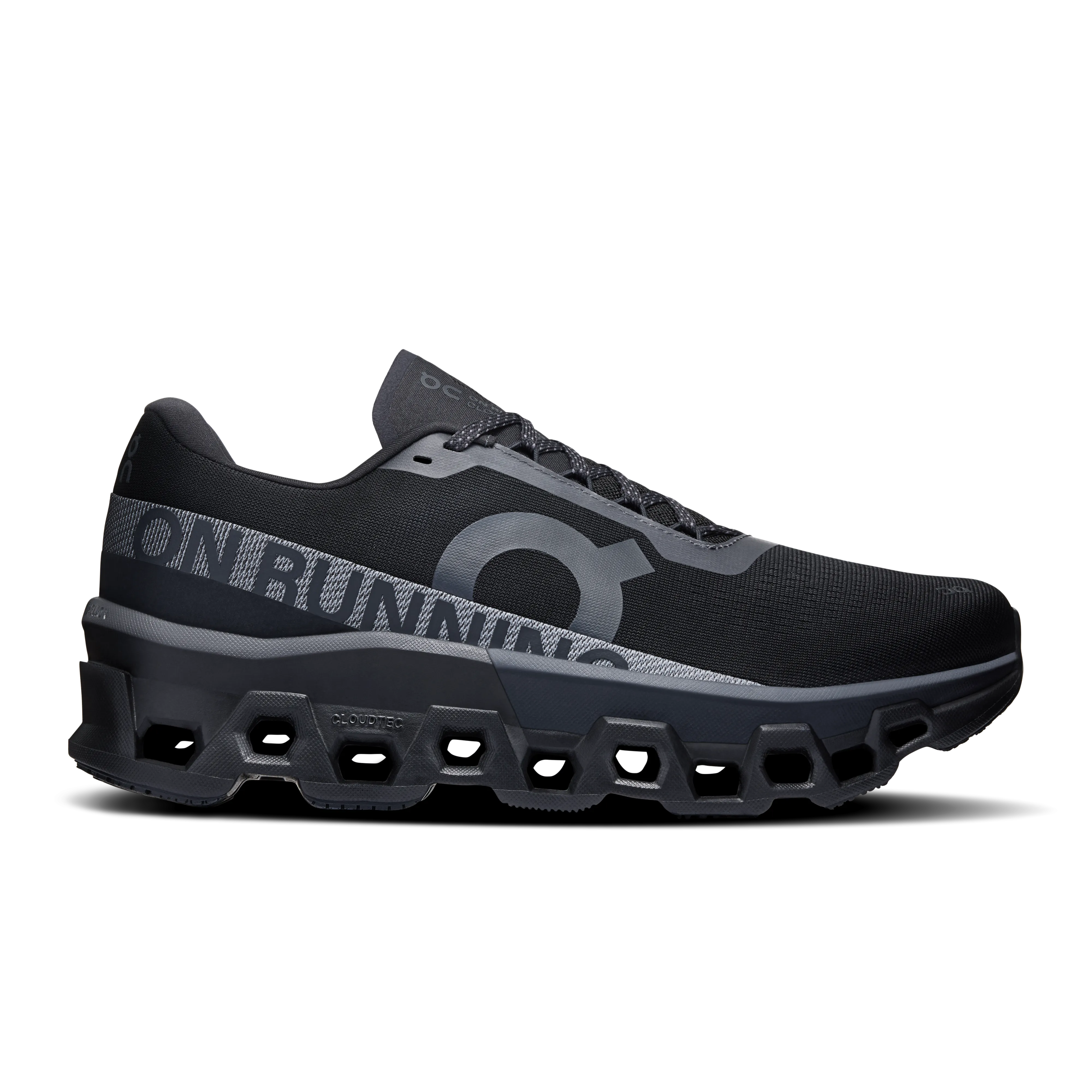 Gusseted Tongue Men's On Cloudmonster 2 Running Shoe in Black | Black