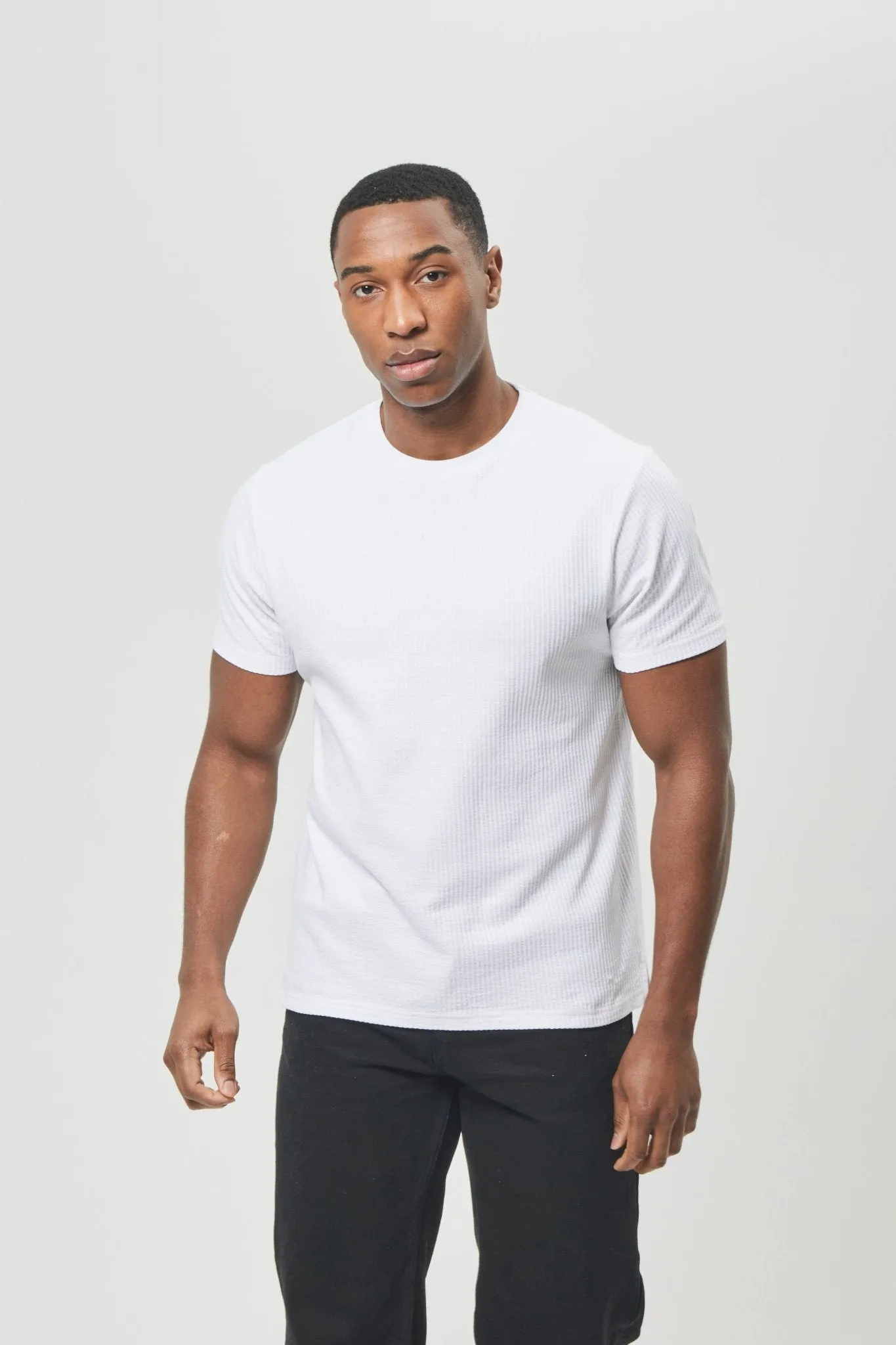 Geometric Pattern Mens 'STYNA' T-Shirt - WHITE